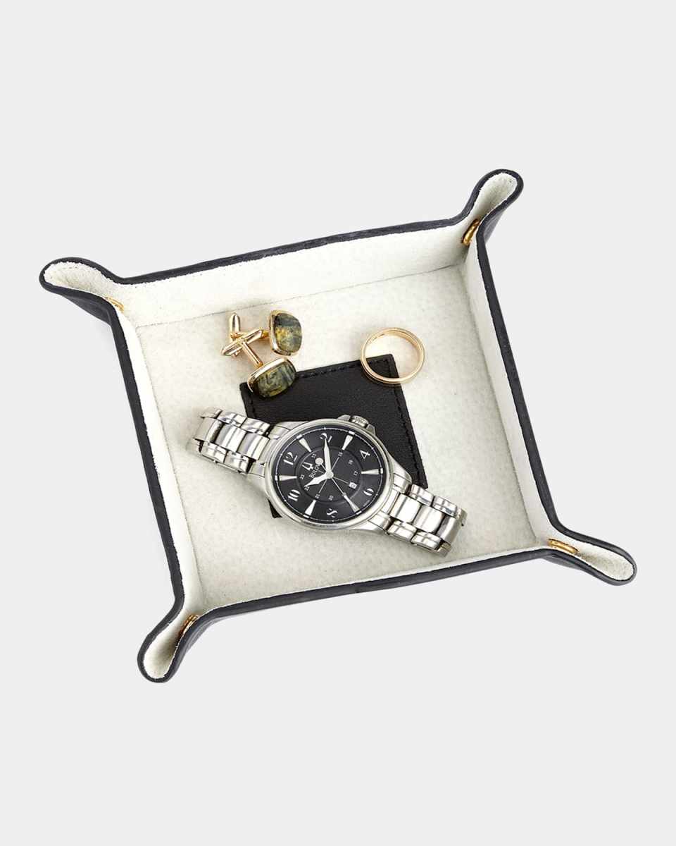 Personalized Suede & Leather Catchall Valet Tray